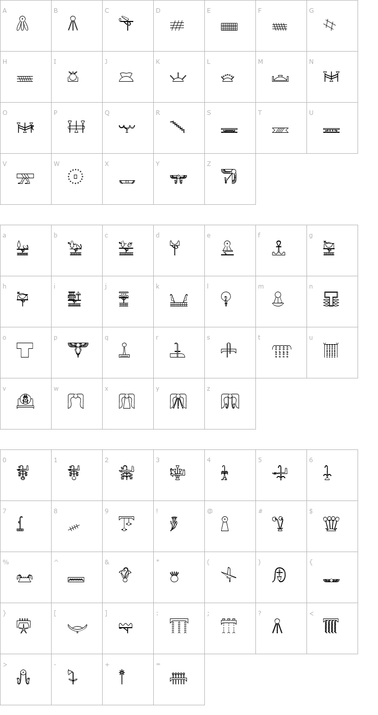 Character Map GlyphExtLibY-Bold Font
