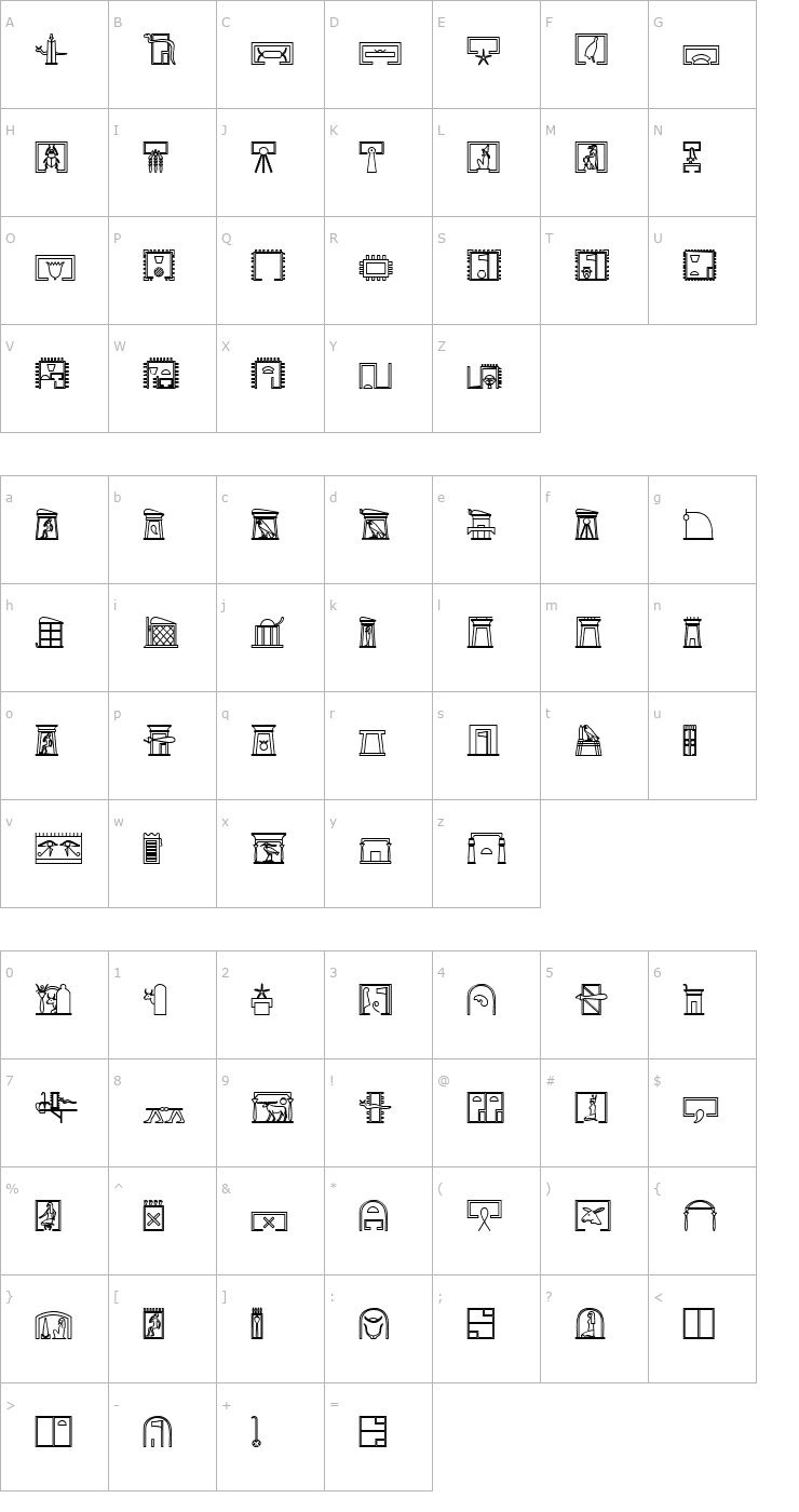 Character Map GlyphExtLibZ-Bold Font