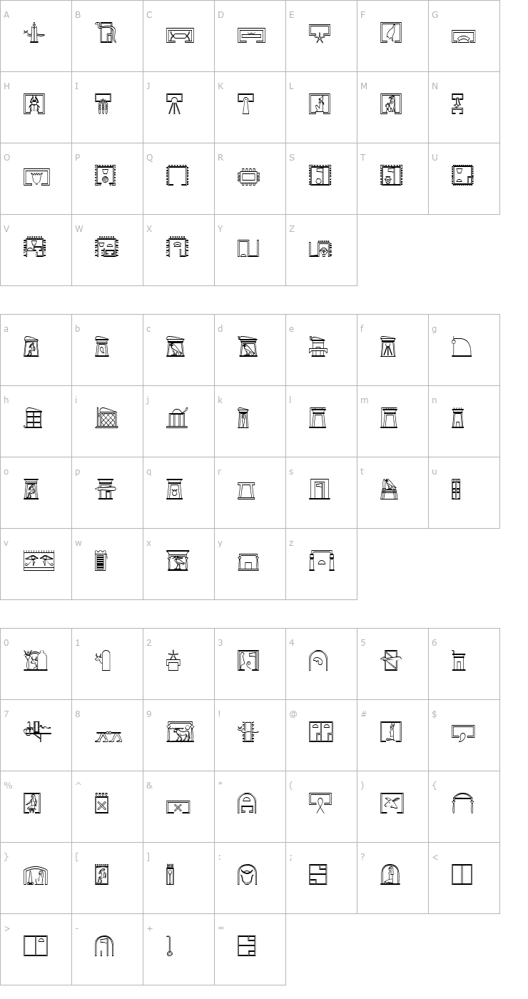 Character Map GlyphExtLibZ Font