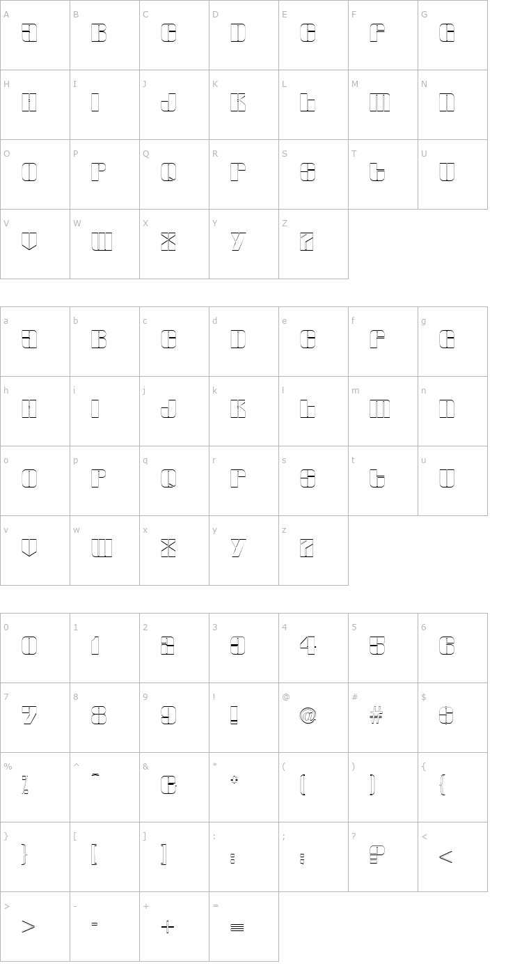 Character Map Glyphic Series Outline Regular Font