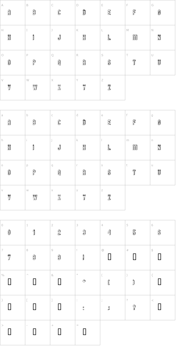 Character Map GM Exp Offset Doubleoutline Font