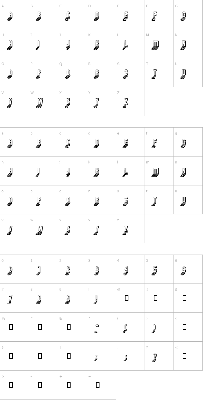 Character Map GM Exp Shadow Gravestone Font
