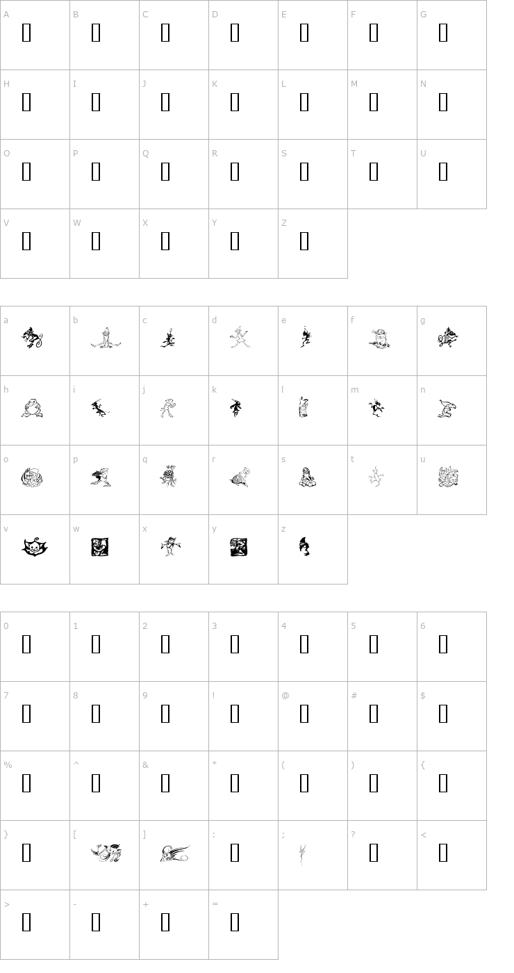 Character Map Goblins Font