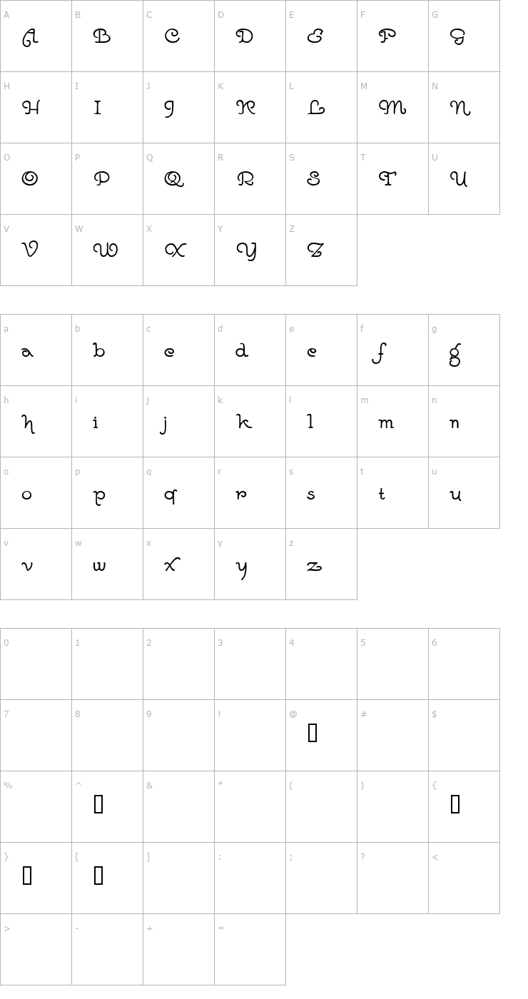 Character Map Goddard Demo Font