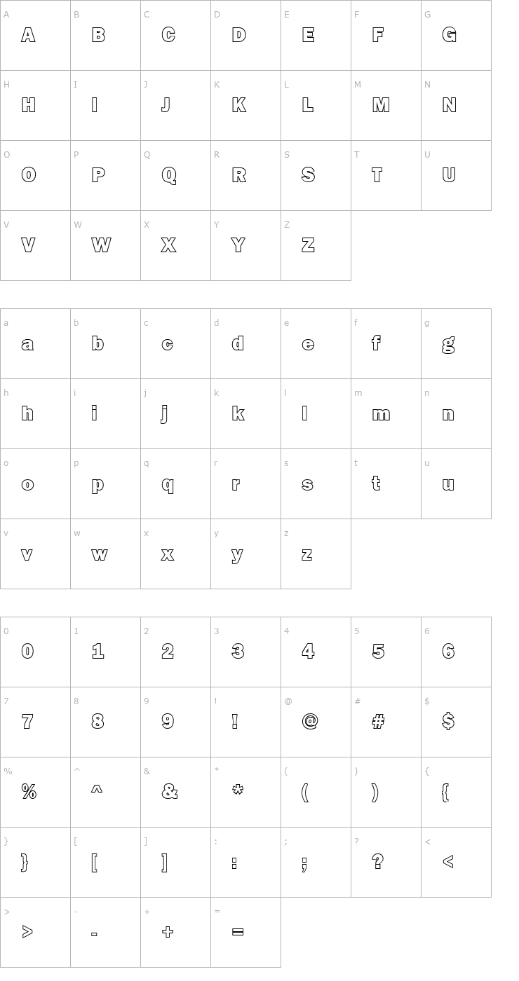 Character Map Goffik-Outline Font