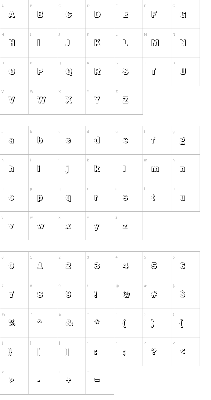 Character Map Goffik-Shadow Font