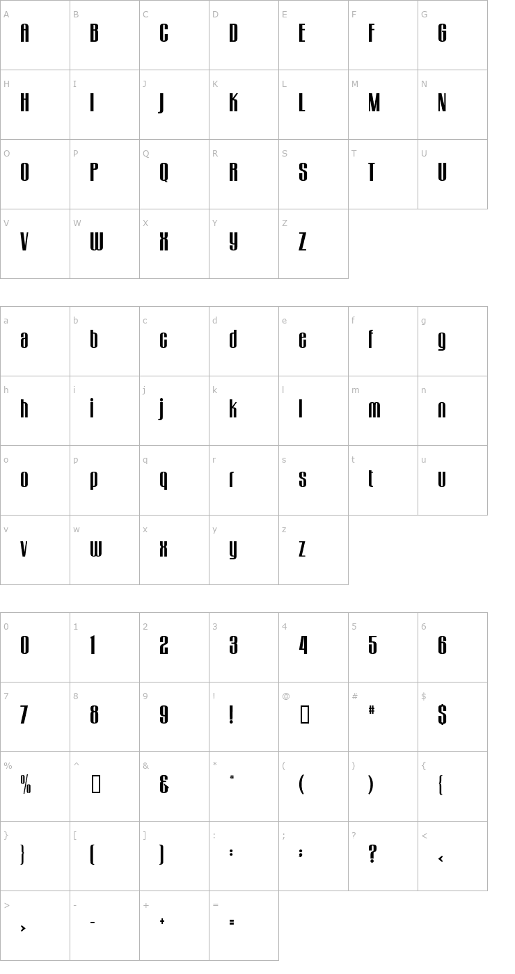 Character Map gogobig Font