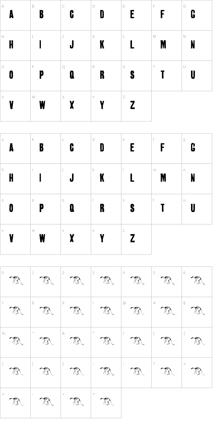 Character Map Golden 0 Pony Font