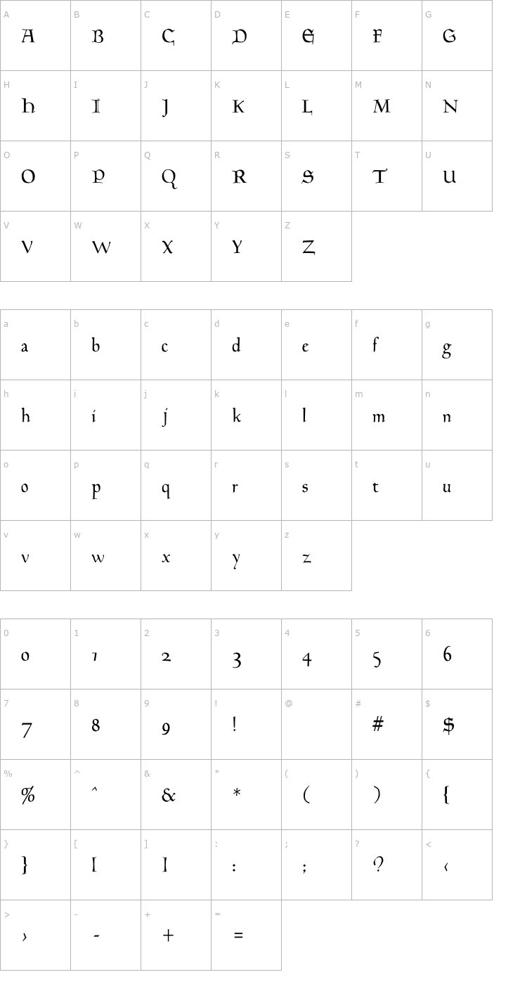 Character Map Golden Script Font