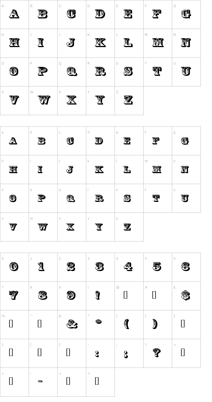 Character Map GoldRushExtended Font