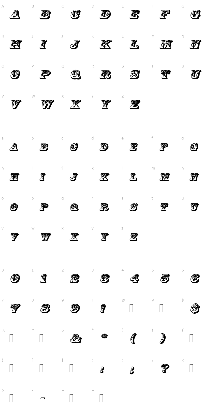 Character Map GoldRushExtended Italic Font
