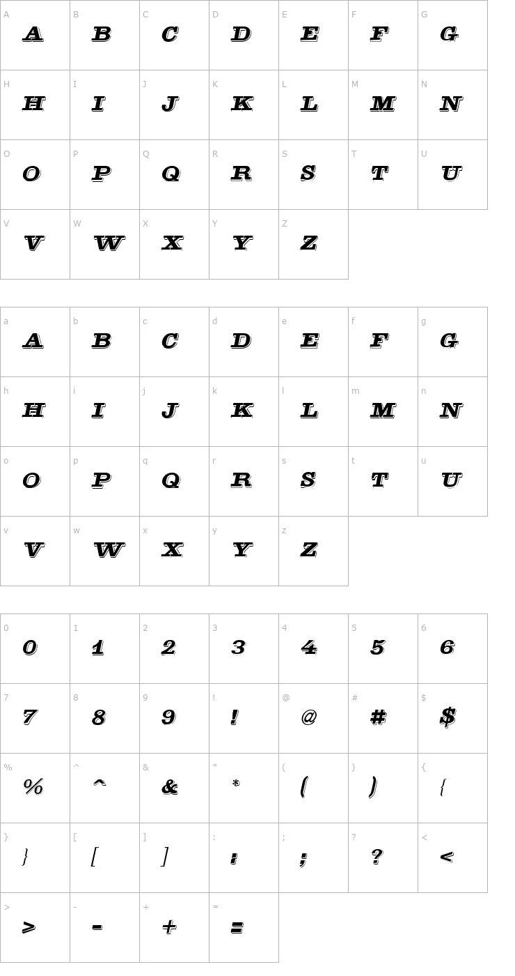 Character Map Goldstone Italic Font