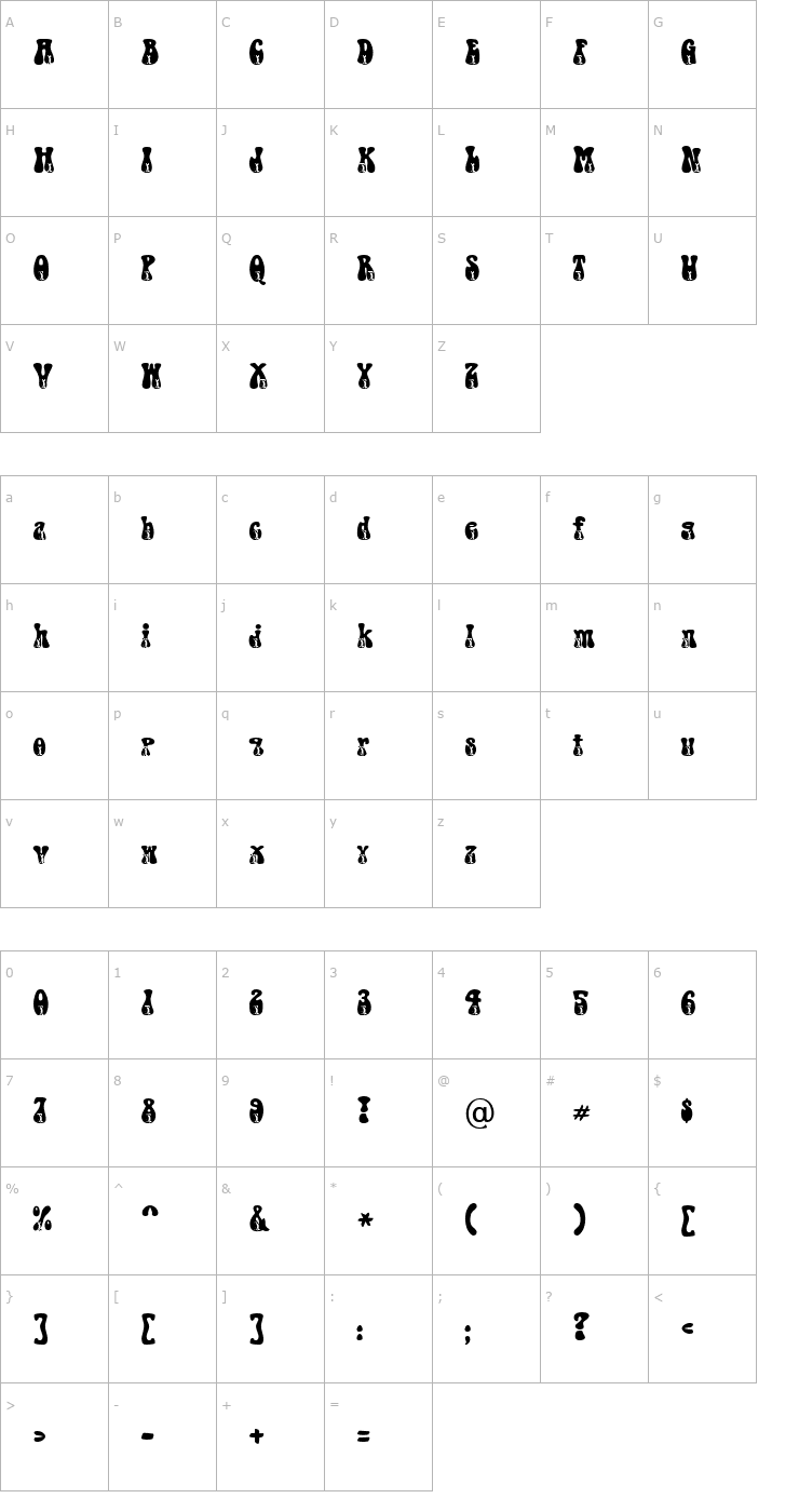 Character Map Golf Becker Font