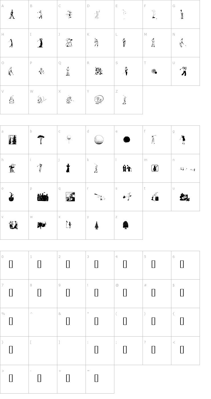 Character Map Golf Font