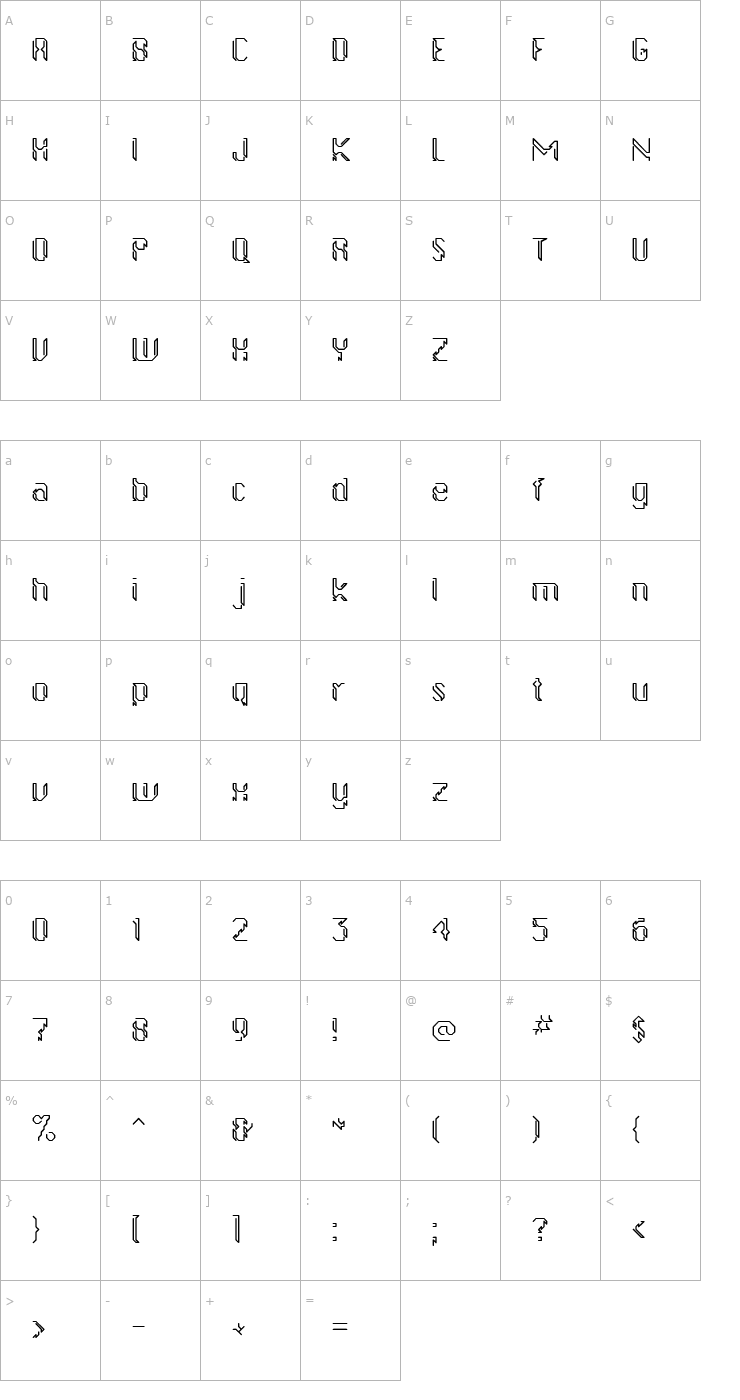 Character Map GollanBill Font