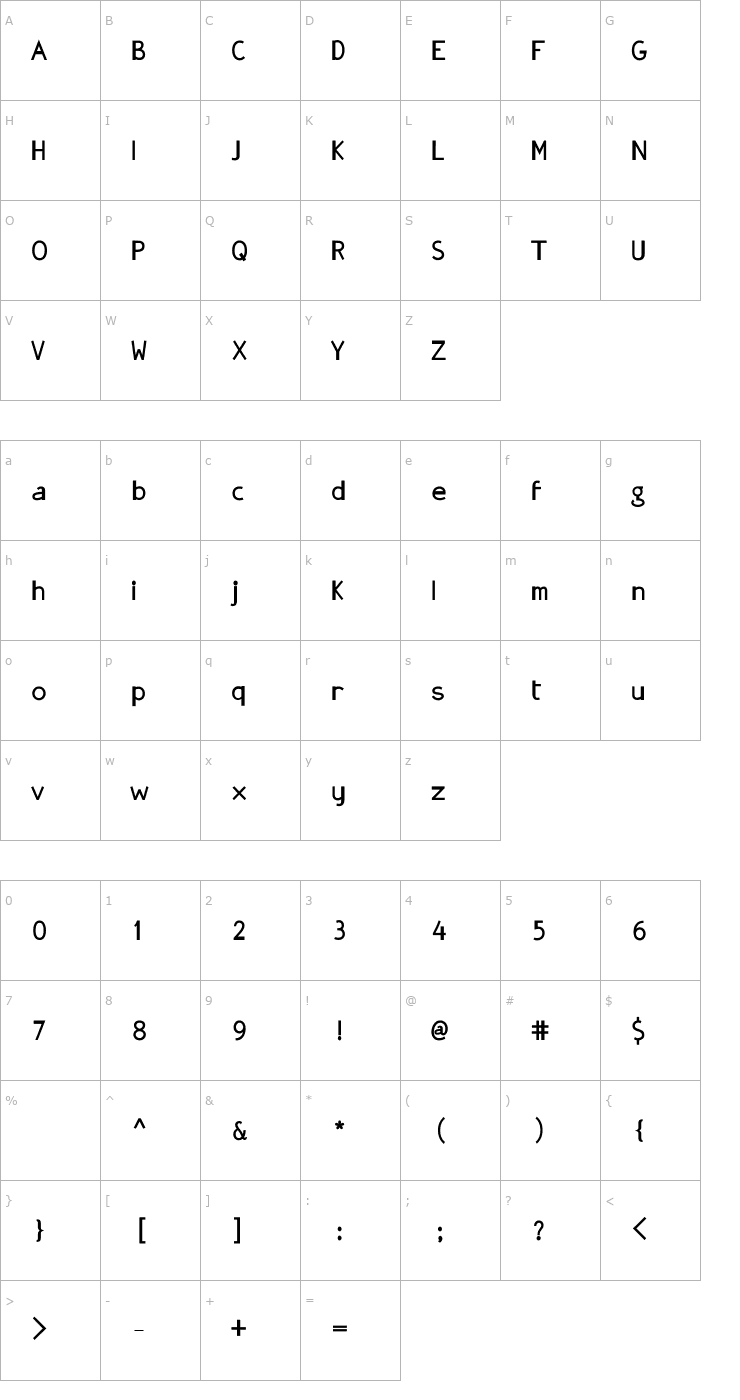Character Map GonzaPlus-Bold Font