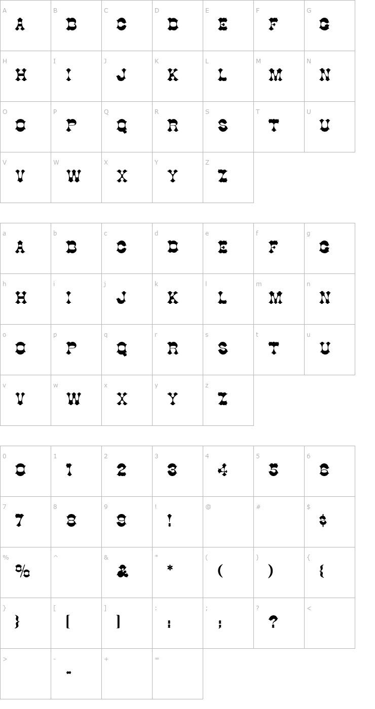 Character Map Good Bad Ugly Font
