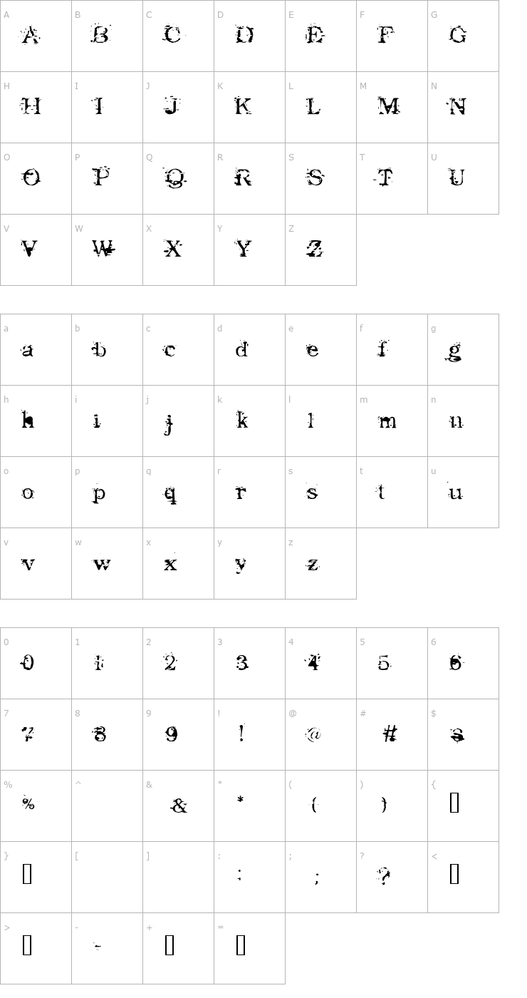 Character Map Goodbye Cruel World Font