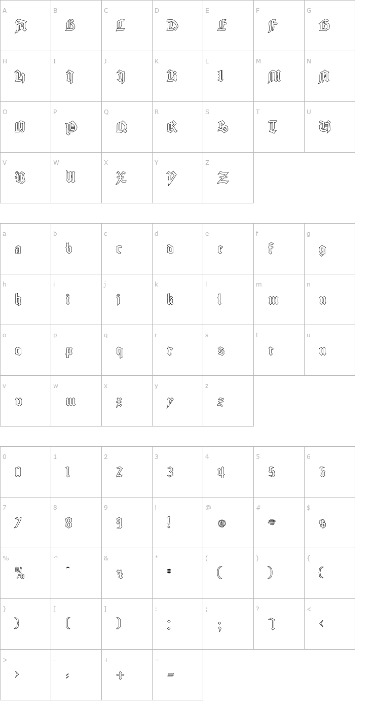 Character Map GoodCity Plain Hollow Font