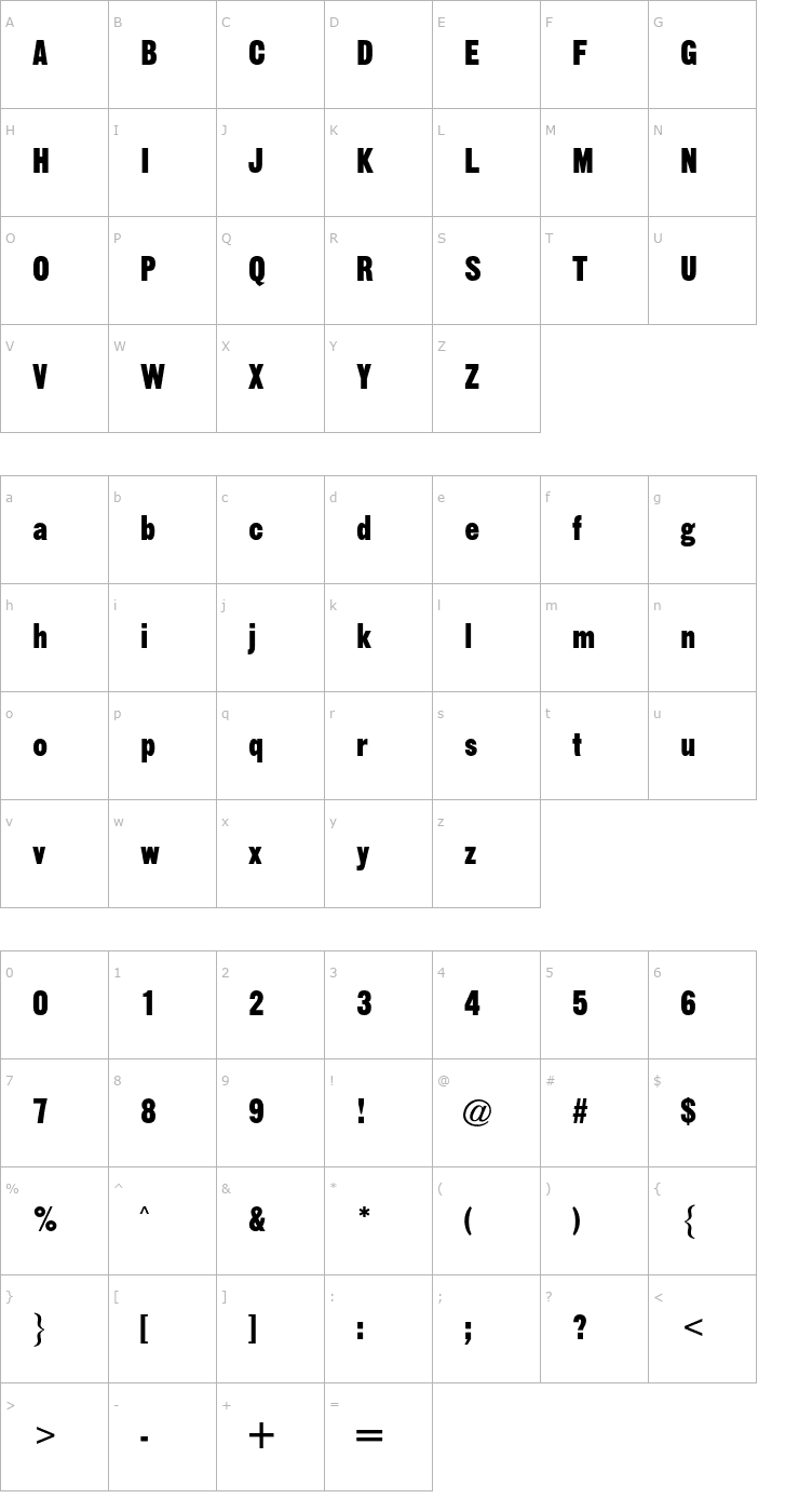 Character Map Gothic CG No4 Font