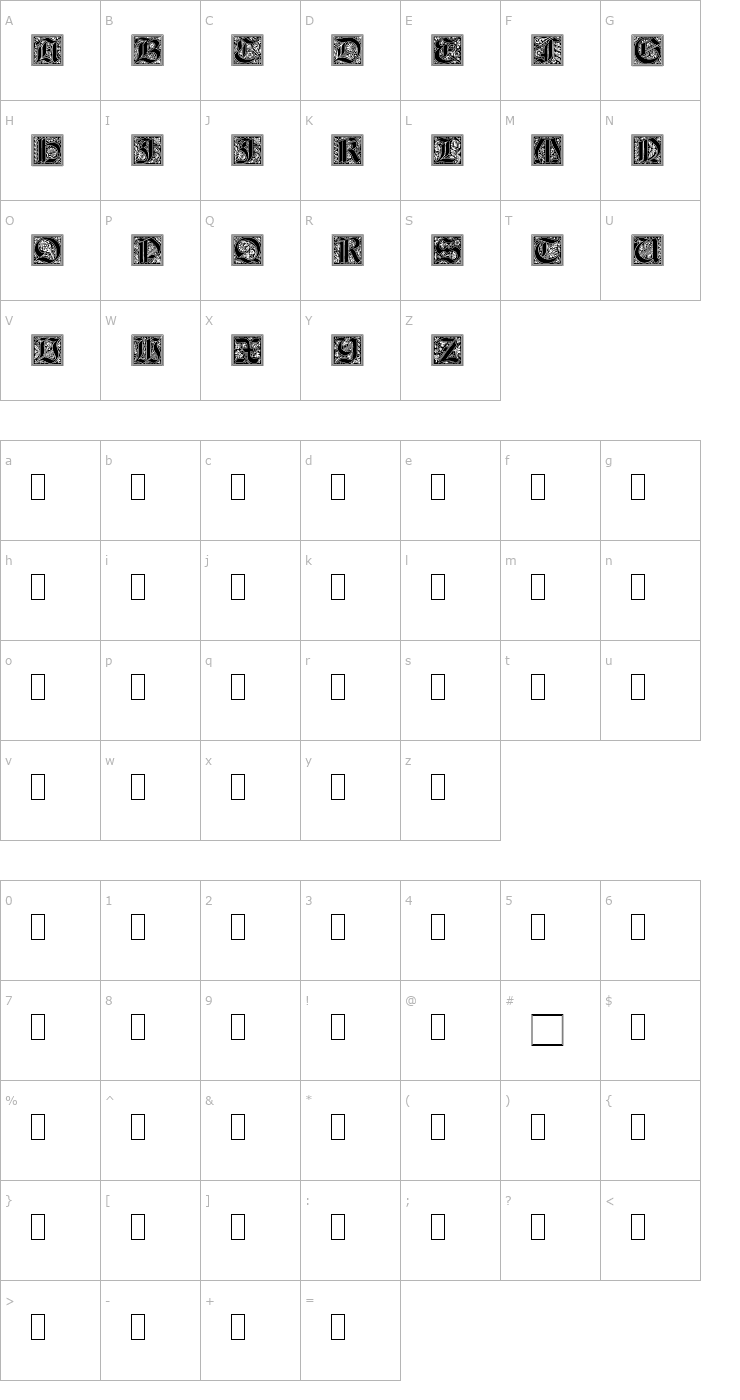 Character Map Gothic Font