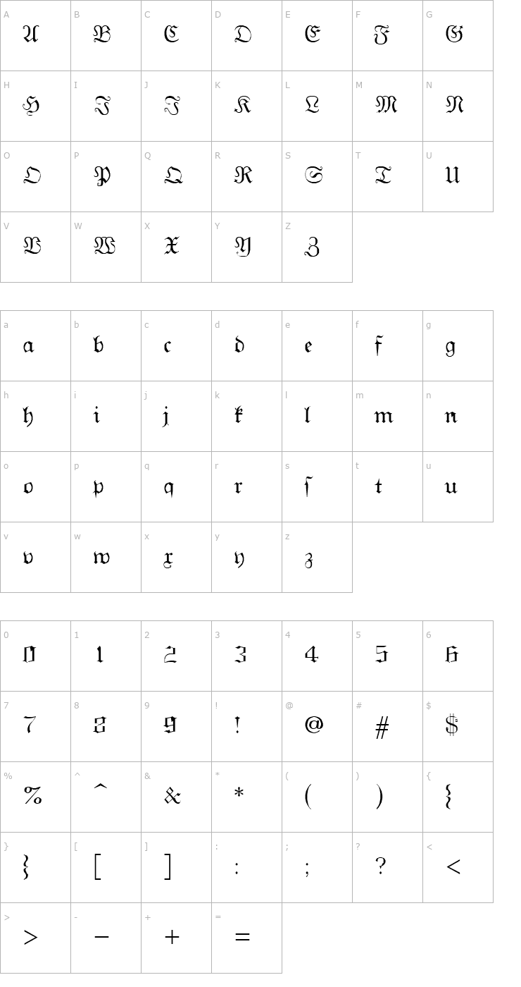 Character Map GothicG Font