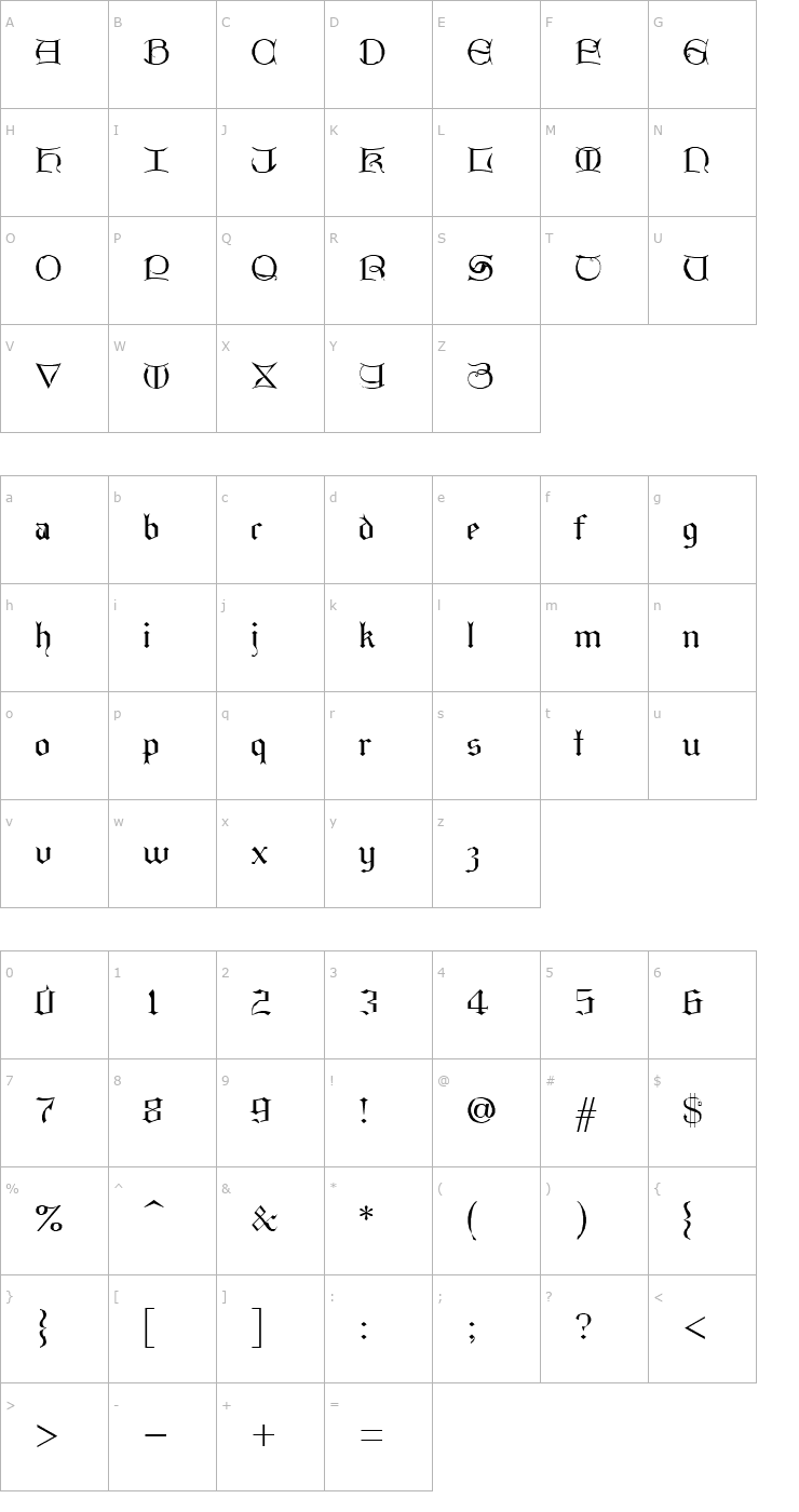 Character Map GothicI Font