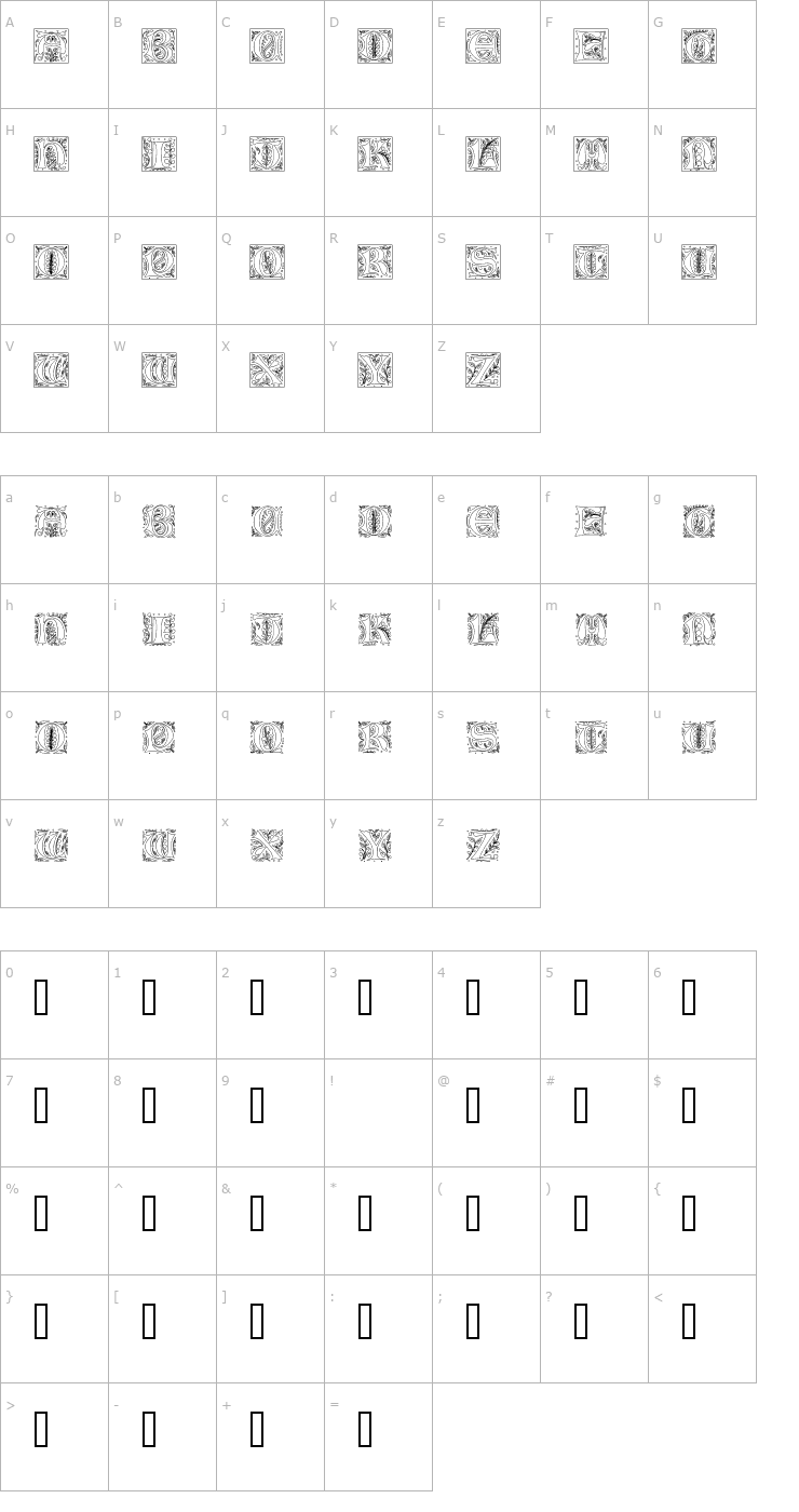 Character Map GothicIlluminate Font