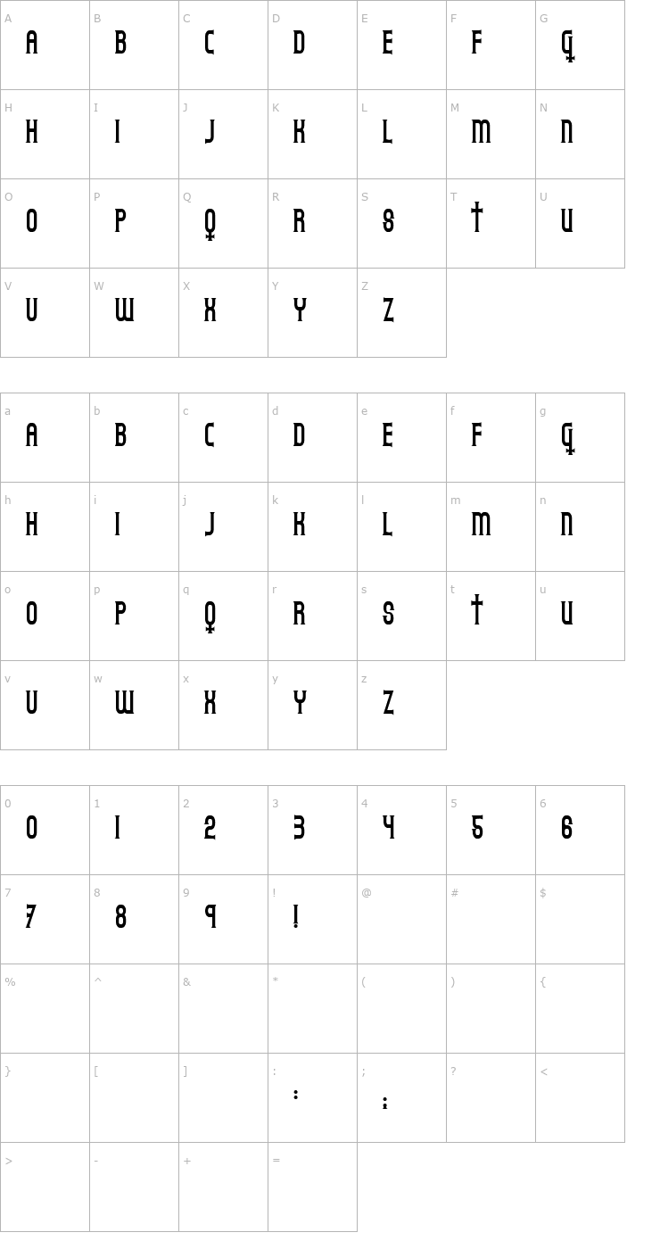 Character Map Gothicum Font