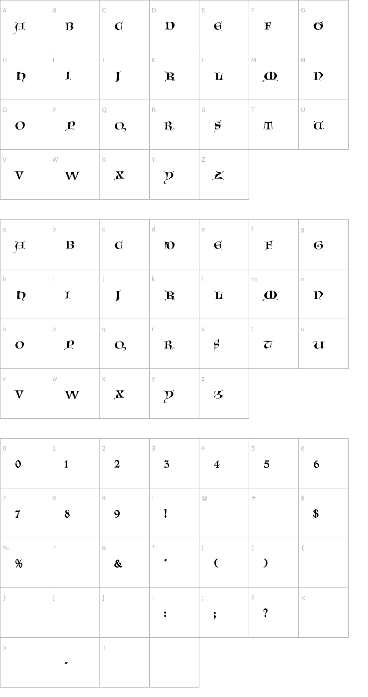 Character Map Gotische Majuskel Font
