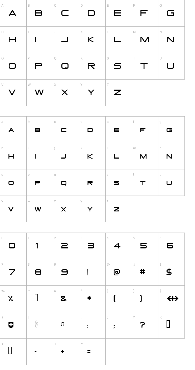 Character Map Gotthard Font
