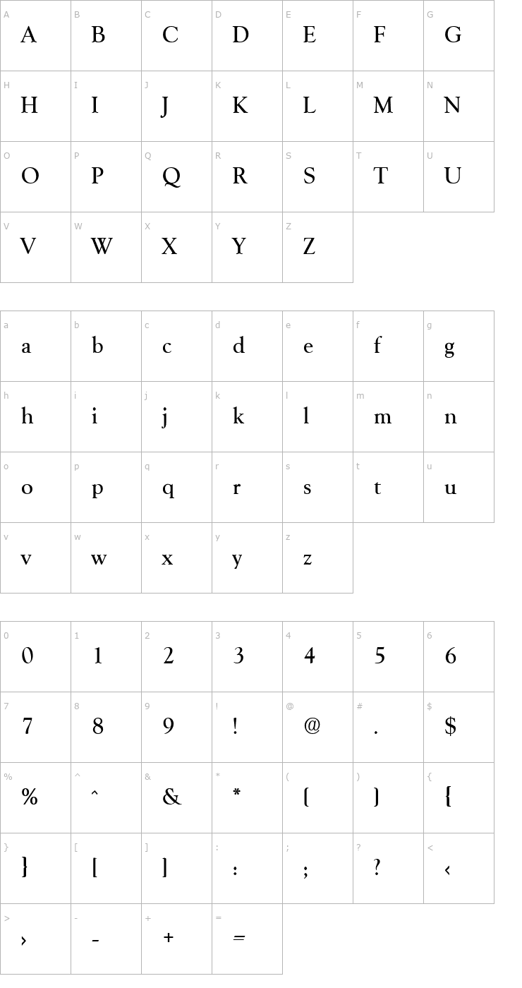 Character Map Goudx-Medium Font