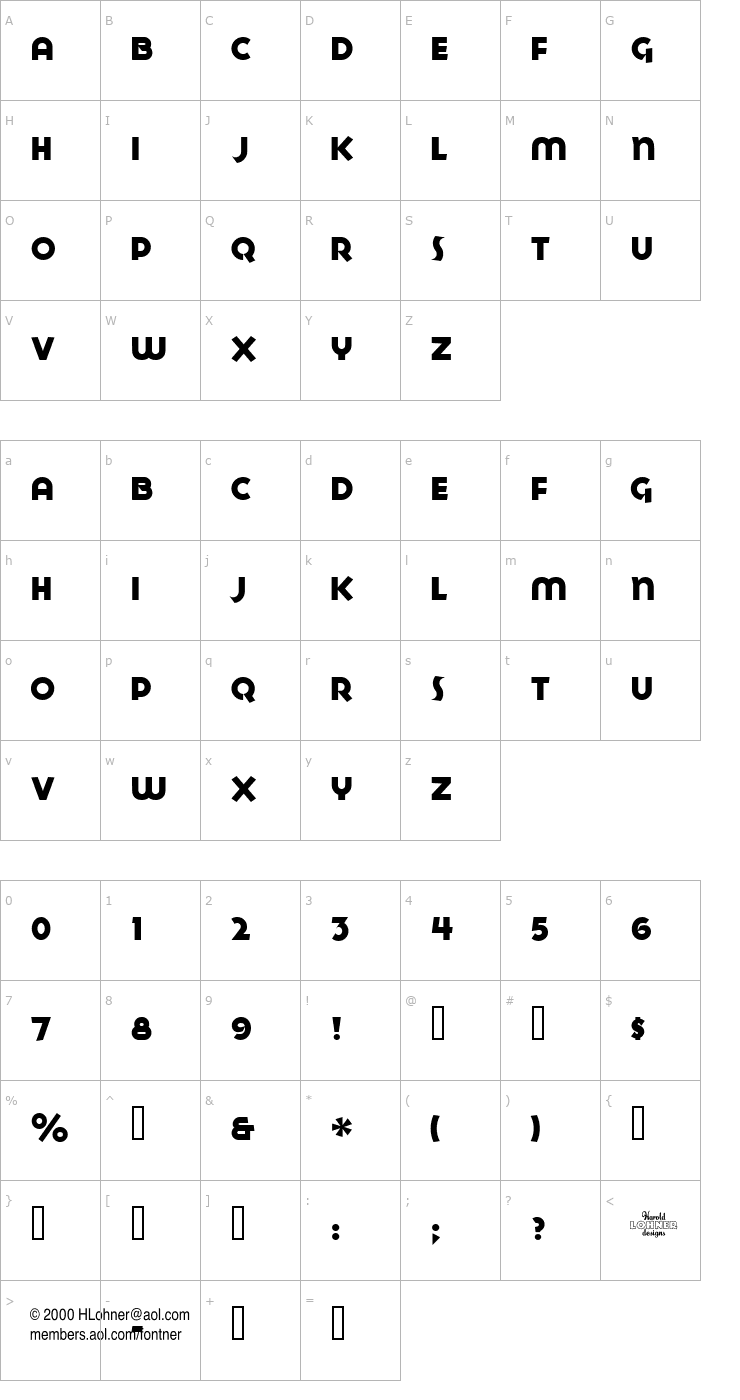 Character Map Goya Heavy Font