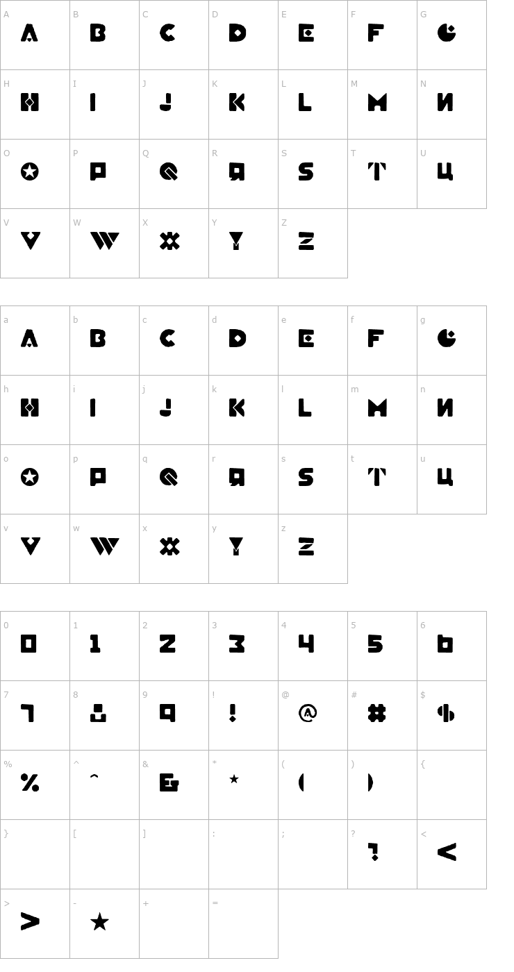 Character Map Graceful Swans Font