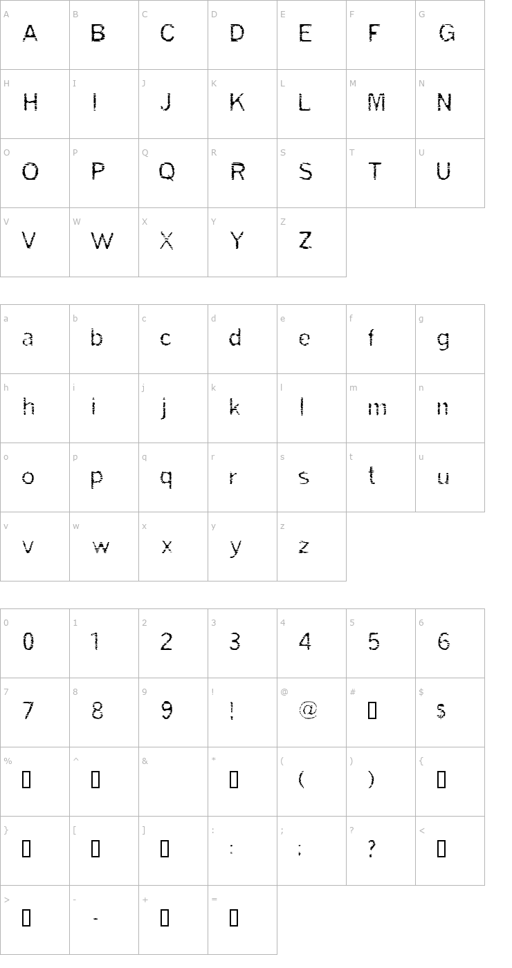 Character Map Grade Font