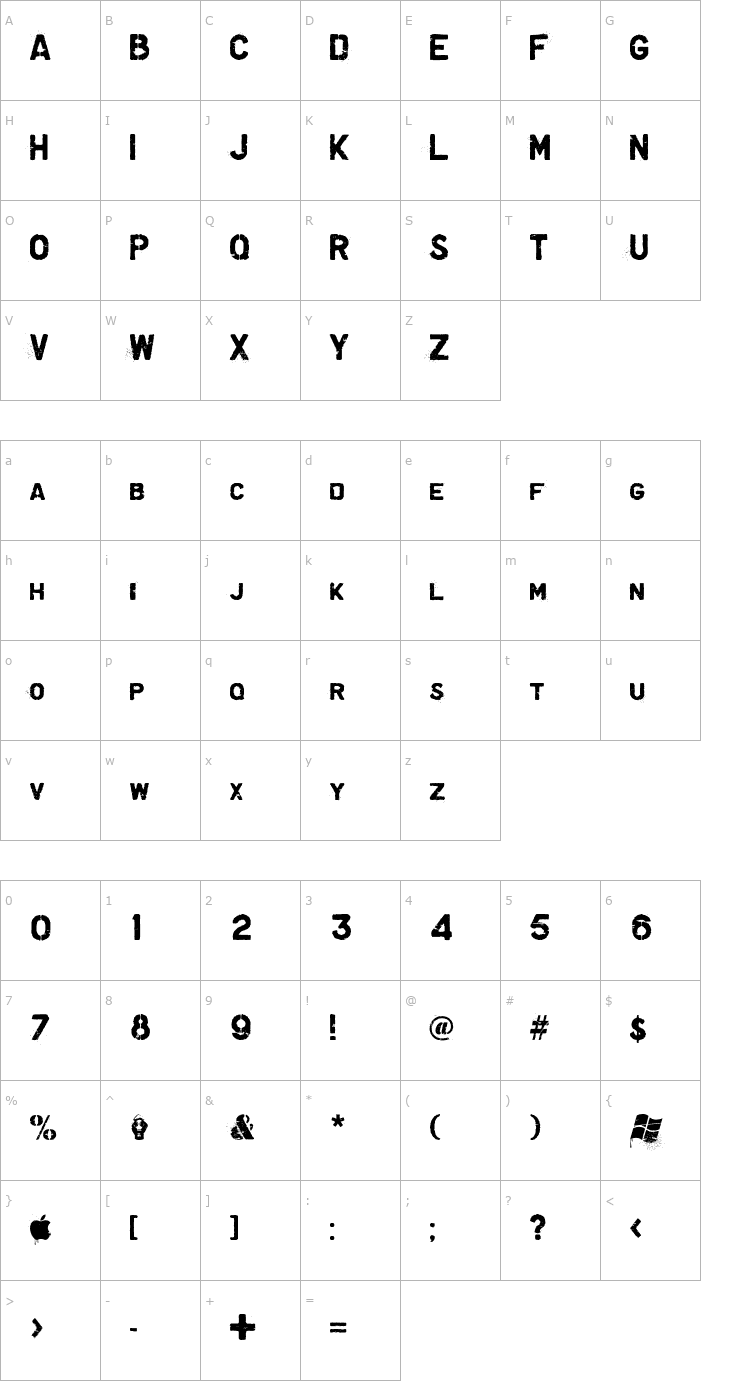 Character Map Graffiare Font