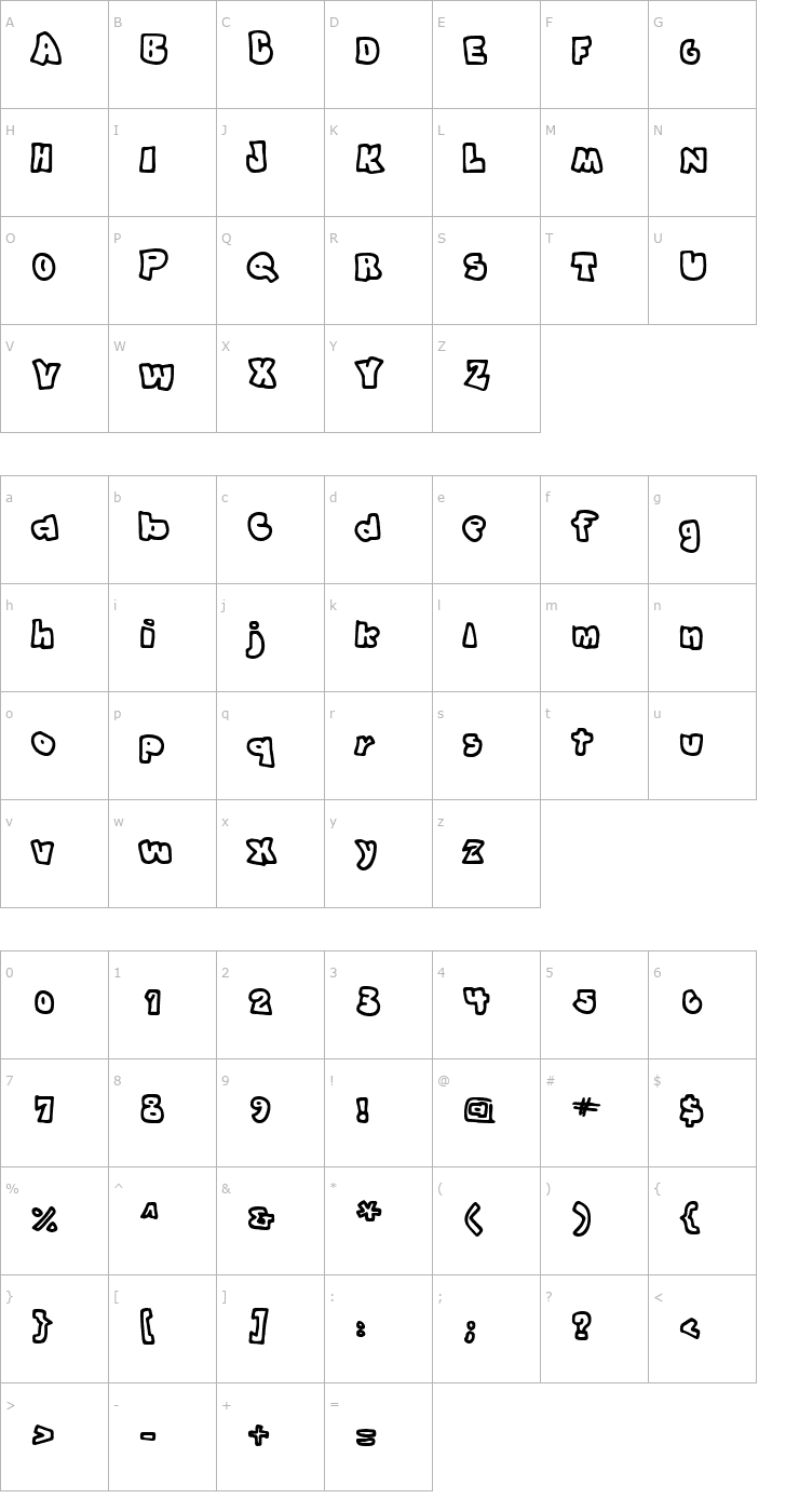 Character Map Graffiti Font