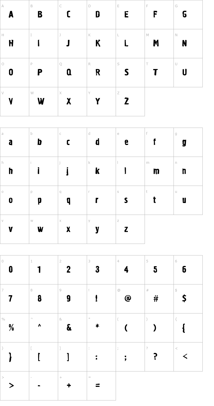 Character Map Graffiti1CTT Font