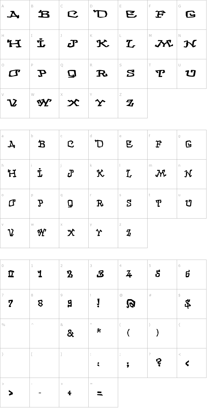 Character Map GraffitiThree Font