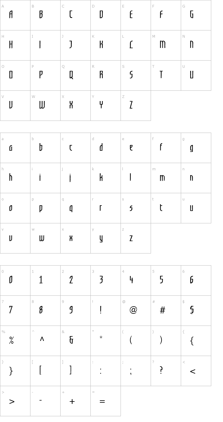 Character Map Grafilone LL Semi Bold Font