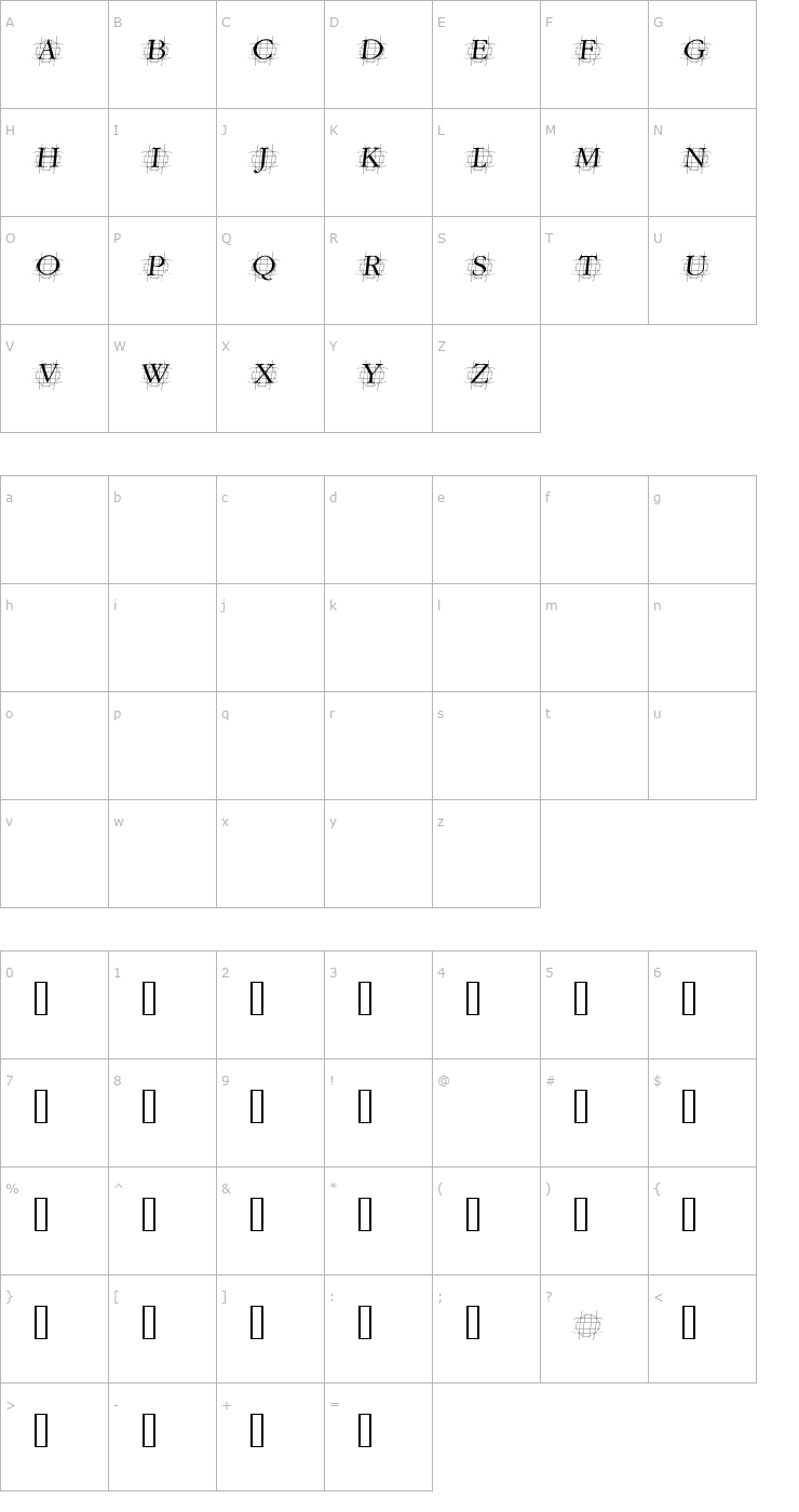 Character Map GrafOblique Italic Font
