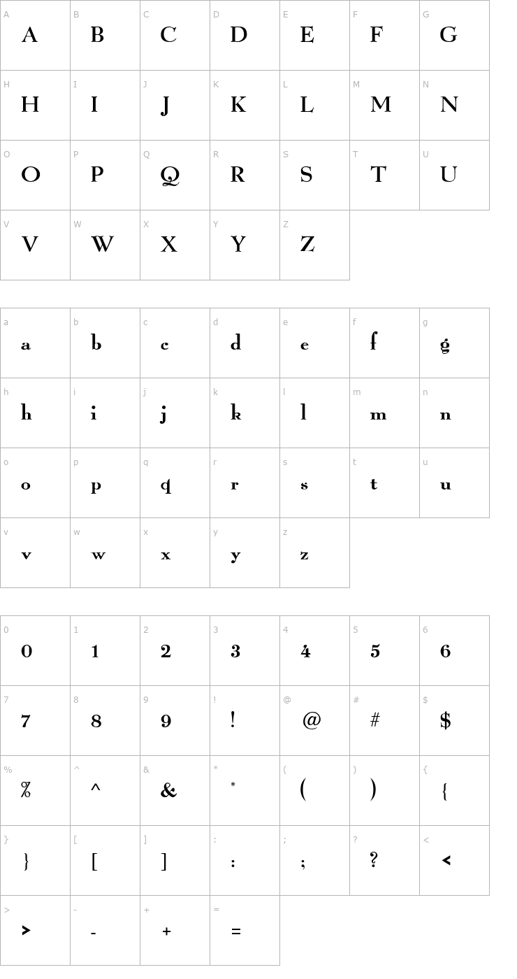 Character Map Grail Light Font