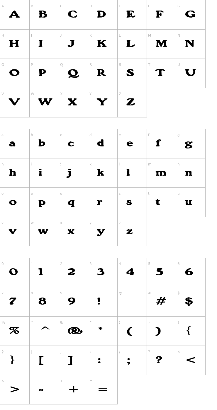 Character Map GrainExtended Font