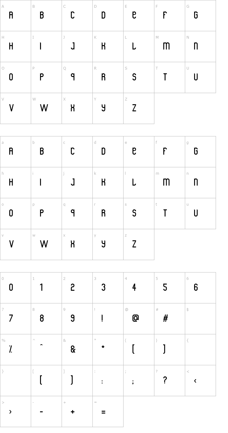 Character Map Gram Font