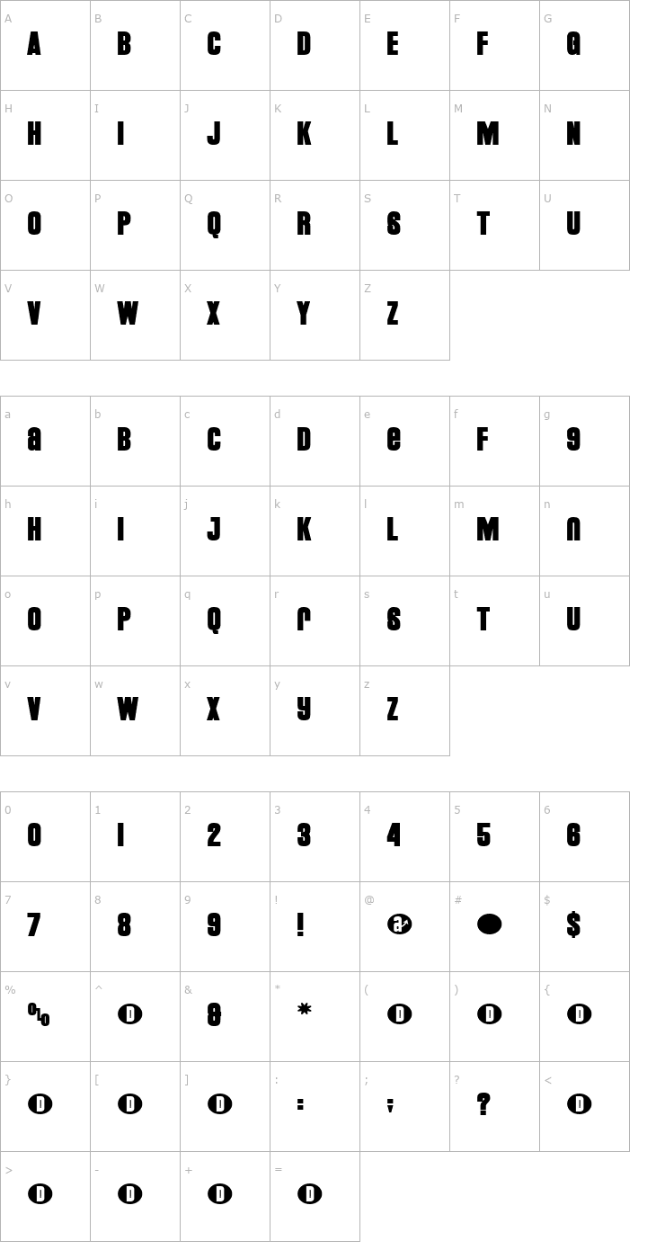 Character Map Grandpaboy Font