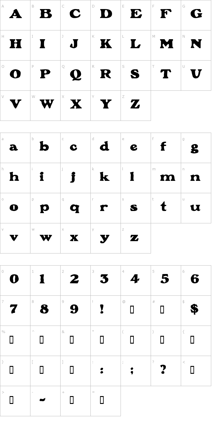 Character Map Grant Font