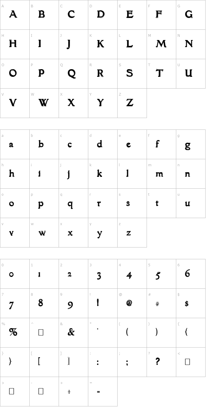 Character Map GranthamOutline Font