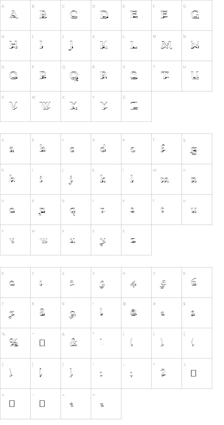 Character Map GranthamShadow Font