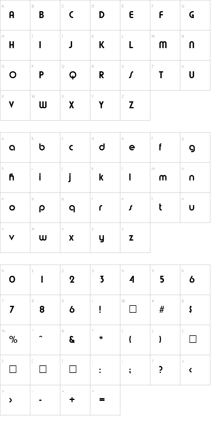 Character Map Graphics Font