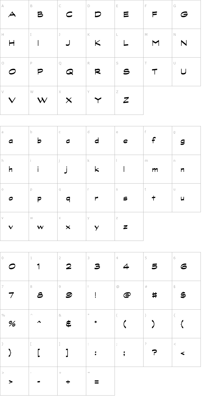 Character Map GraphiteStd-Bold Font